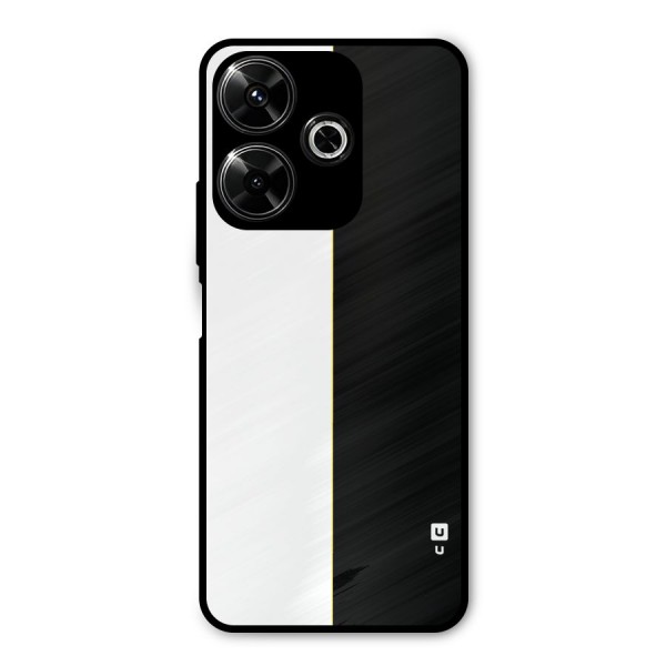 White Black Super Minimalistic Metal Back Case for Poco M6 Plus
