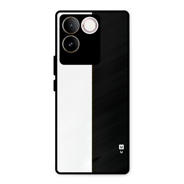 White Black Super Minimalistic Metal Back Case for iQOO Z7 Pro