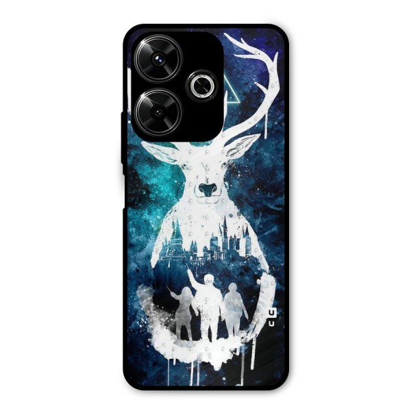 White Deer Metal Back Case for Poco M6 Plus