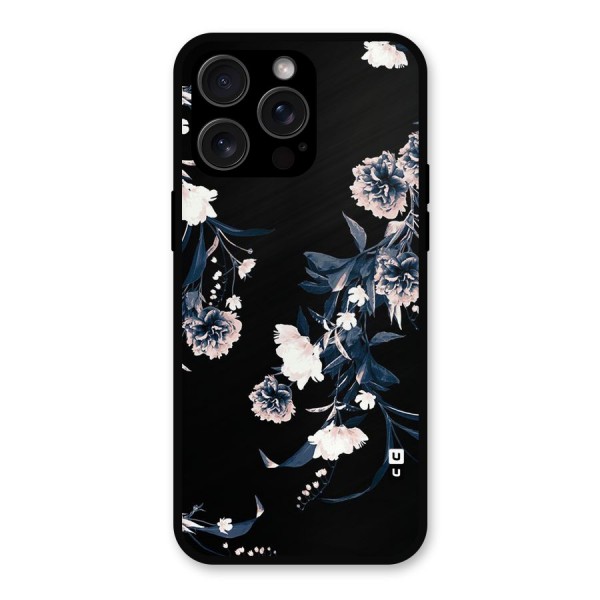 White Flora Metal Back Case for iPhone 15 Pro Max