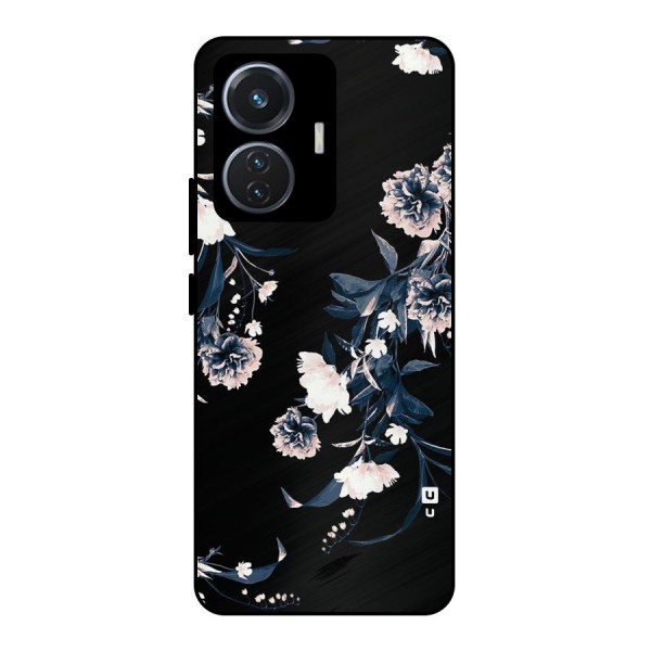 White Flora Metal Back Case for iQOO Z6 44W