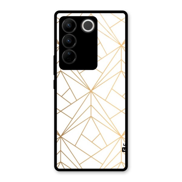 White Golden Zig Zag Glass Back Case for Vivo V27 Pro