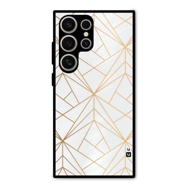 White Golden Zig Zag Metal Back Case for Galaxy S24 Ultra