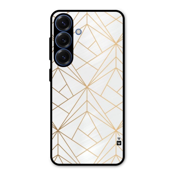 White Golden Zig Zag Metal Back Case for Galaxy S25