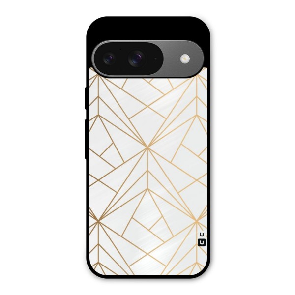 White Golden Zig Zag Metal Back Case for Google Pixel 9