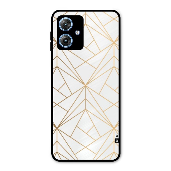 White Golden Zig Zag Metal Back Case for Moto G54