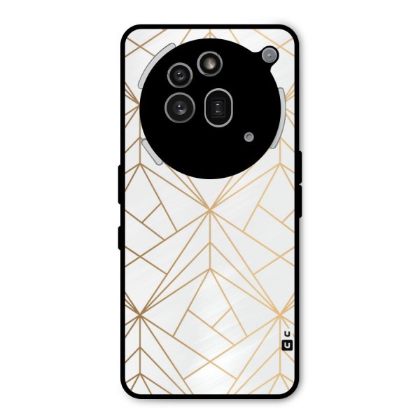 White Golden Zig Zag Metal Back Case for Nothing Phone 3a Pro
