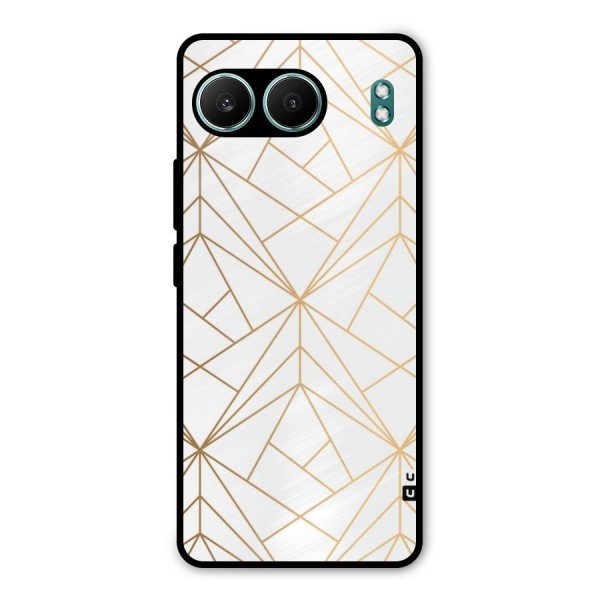 White Golden Zig Zag Metal Back Case for OnePlus Nord 4