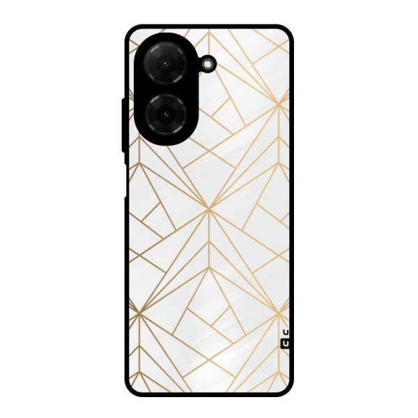 White Golden Zig Zag Metal Back Case for Poco C71
