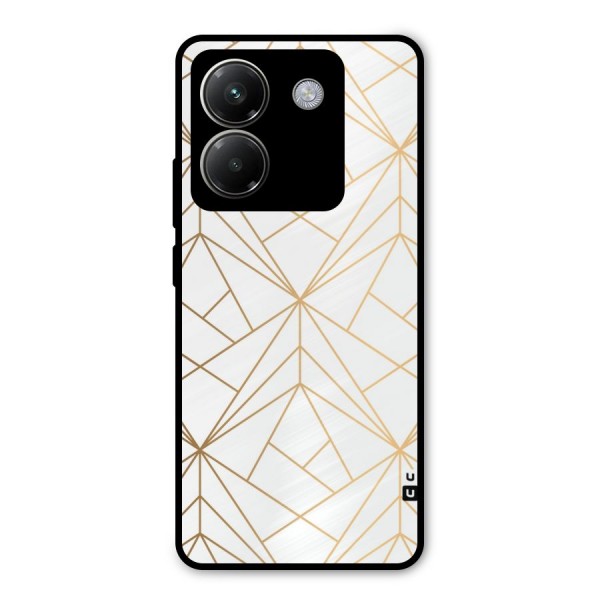 White Golden Zig Zag Metal Back Case for Poco M7 Pro 5G