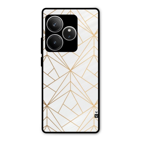 White Golden Zig Zag Metal Back Case for Realme GT 6