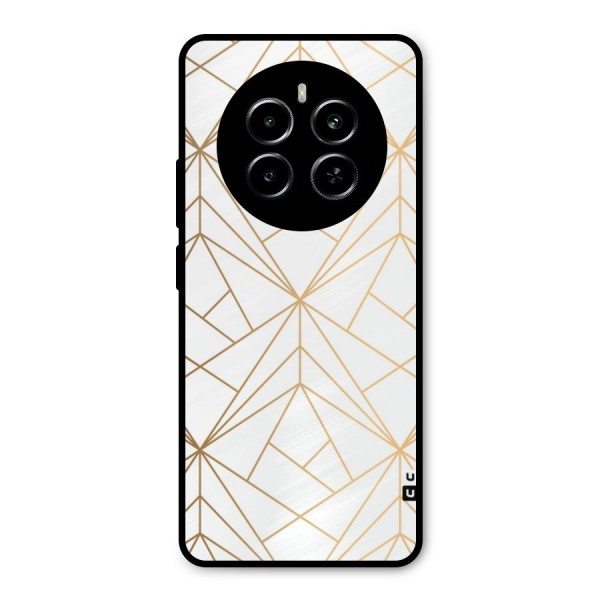 White Golden Zig Zag Metal Back Case for Realme P1