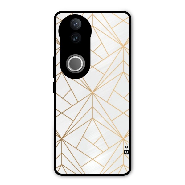 White Golden Zig Zag Metal Back Case for Vivo V50e