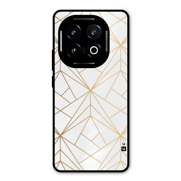White Golden Zig Zag Metal Back Case for iQOO 13