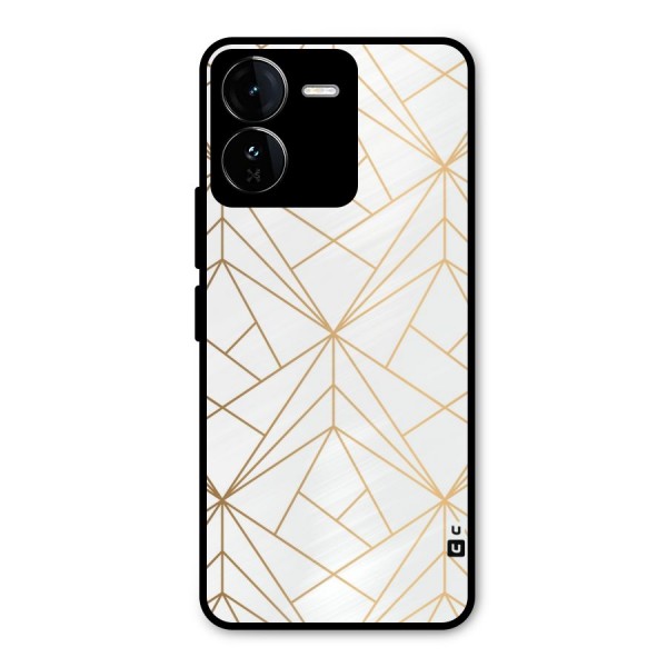 White Golden Zig Zag Metal Back Case for iQOO Z9