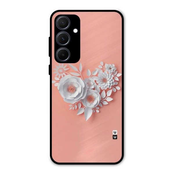 White Paper Flower Metal Back Case for Galaxy A35