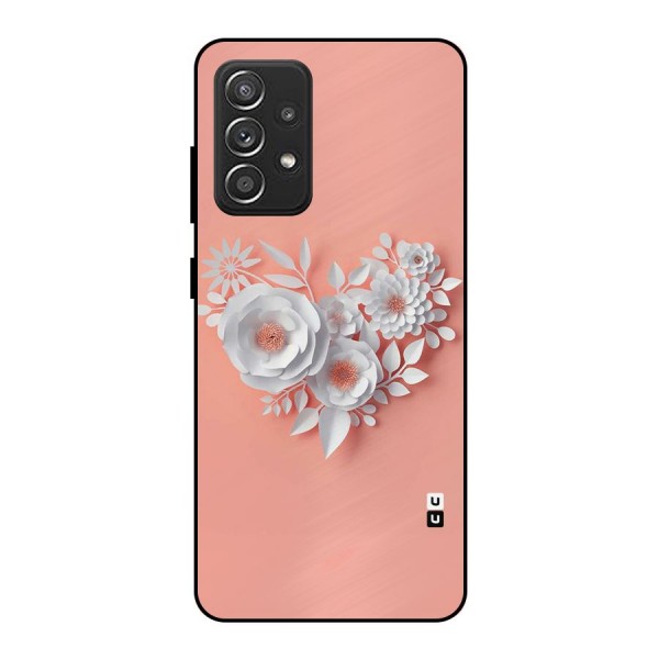 White Paper Flower Metal Back Case for Galaxy A52s 5G