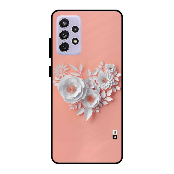 White Paper Flower Metal Back Case for Galaxy A72