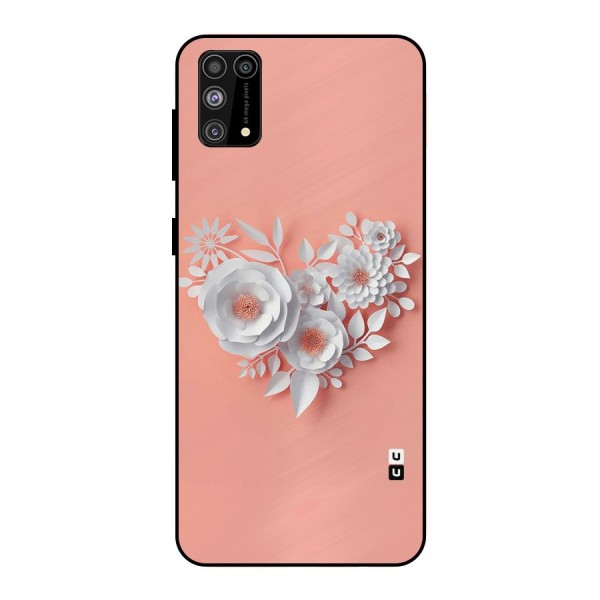 White Paper Flower Metal Back Case for Galaxy F41