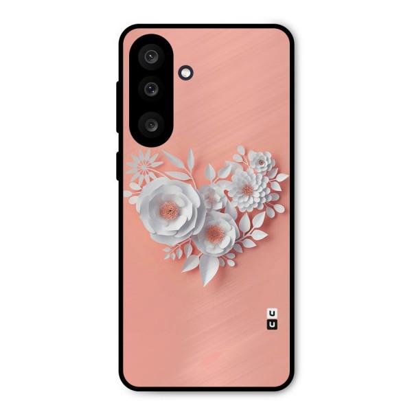 White Paper Flower Metal Back Case for Galaxy M56