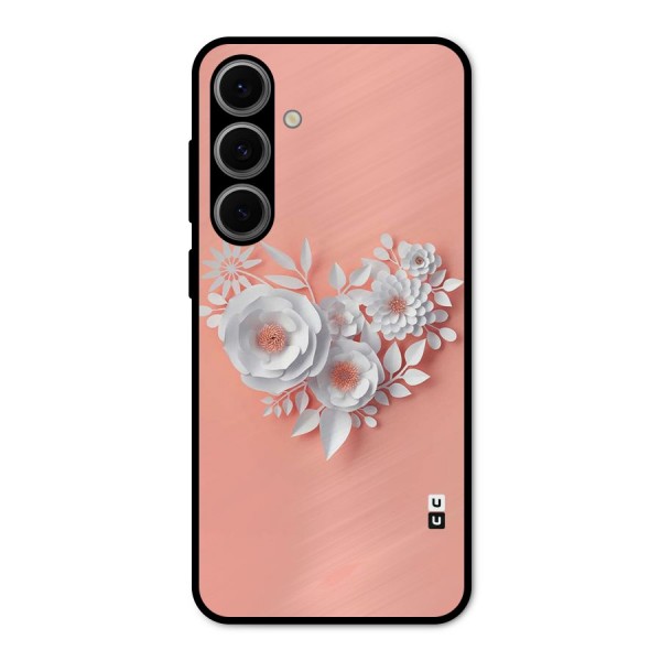 White Paper Flower Metal Back Case for Galaxy S24 FE