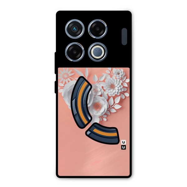 White Paper Flower Metal Back Case for Infinix GT 20 Pro