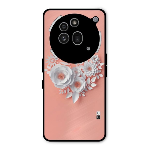 White Paper Flower Metal Back Case for Nothing Phone 3a Pro