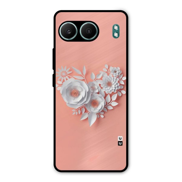 White Paper Flower Metal Back Case for OnePlus Nord 4