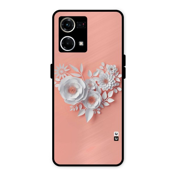 White Paper Flower Metal Back Case for Oppo F21 Pro 4G