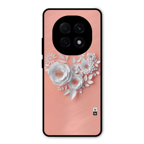 White Paper Flower Metal Back Case for Oppo F29 Pro