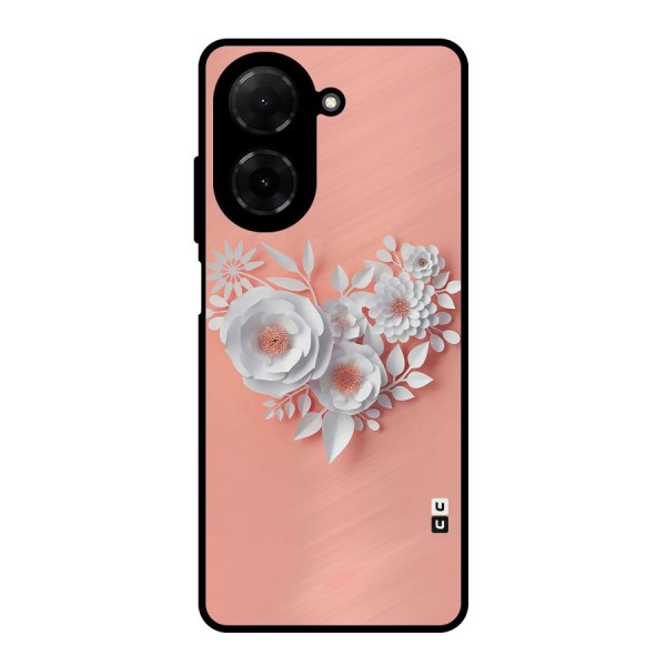 White Paper Flower Metal Back Case for Poco C71