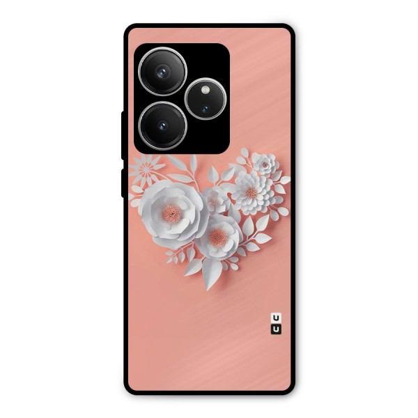 White Paper Flower Metal Back Case for Realme GT 6