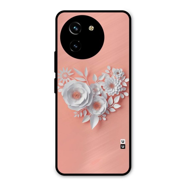 White Paper Flower Metal Back Case for Vivo T3x