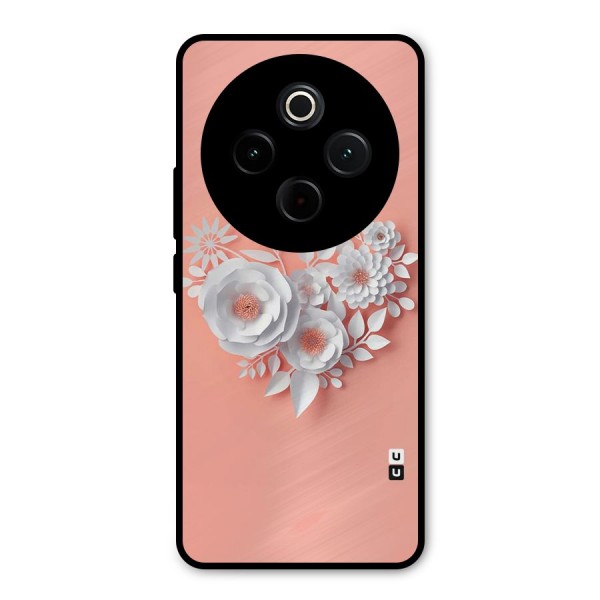 White Paper Flower Metal Back Case for Vivo T4
