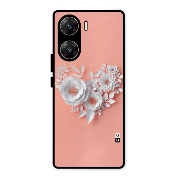 White Paper Flower Metal Back Case for Vivo V29e