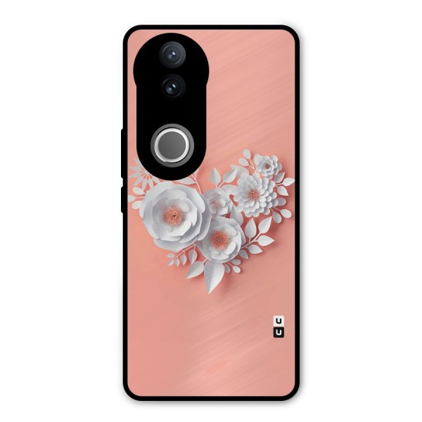 White Paper Flower Metal Back Case for Vivo V50e