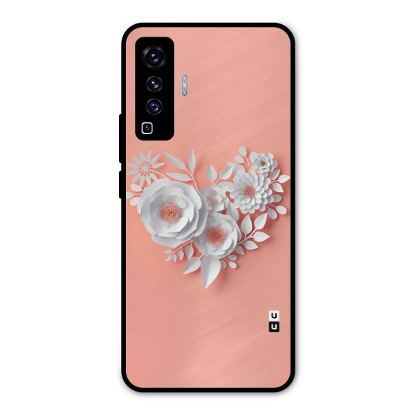 White Paper Flower Metal Back Case for Vivo X50