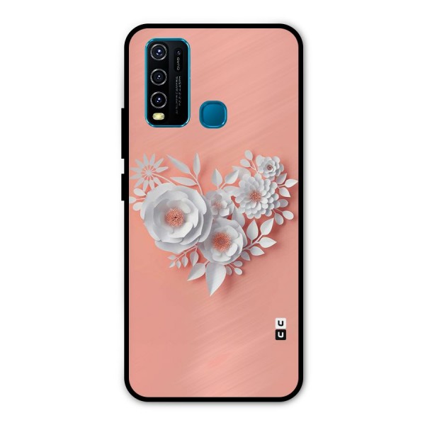 White Paper Flower Metal Back Case for Vivo Y50