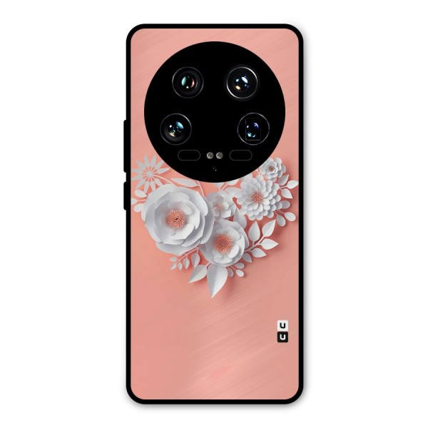 White Paper Flower Metal Back Case for Xiaomi 14 Ultra