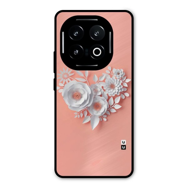 White Paper Flower Metal Back Case for iQOO 13