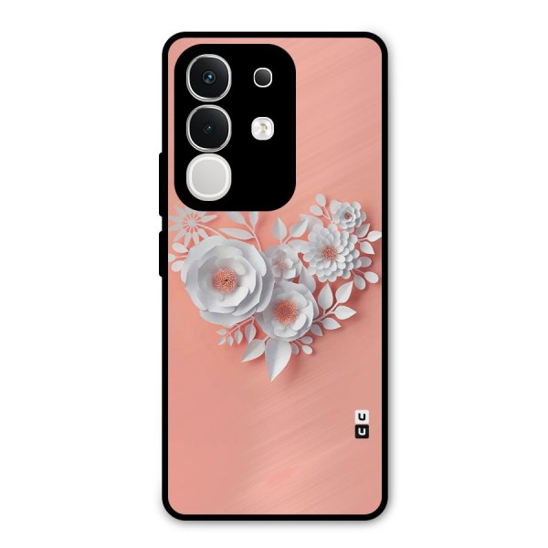 White Paper Flower Metal Back Case for iQOO Z10x