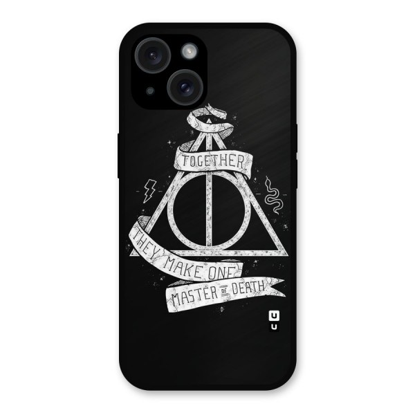 White Ribbon Metal Back Case for iPhone 15