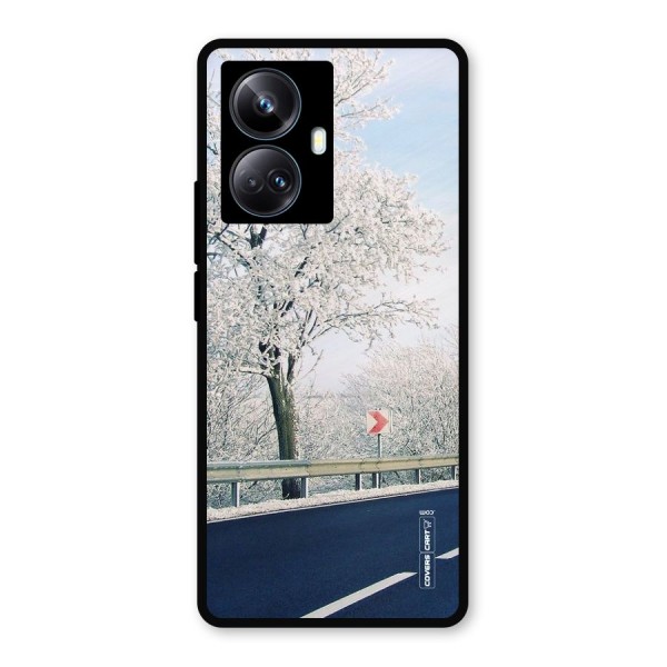 White Snow Tree Metal Back Case for Realme 10 Pro Plus
