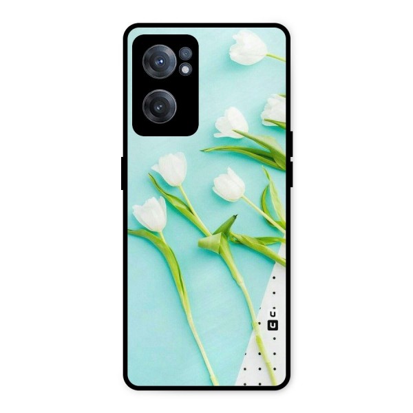 White Tulips Metal Back Case for OnePlus Nord CE 2 5G