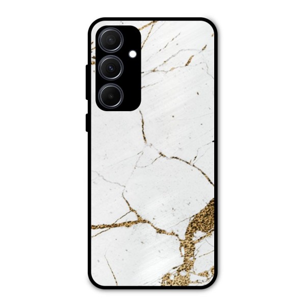 White and Gold Design Metal Back Case for Galaxy A35