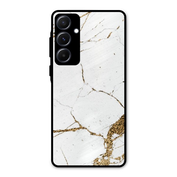 White and Gold Design Metal Back Case for Galaxy A55