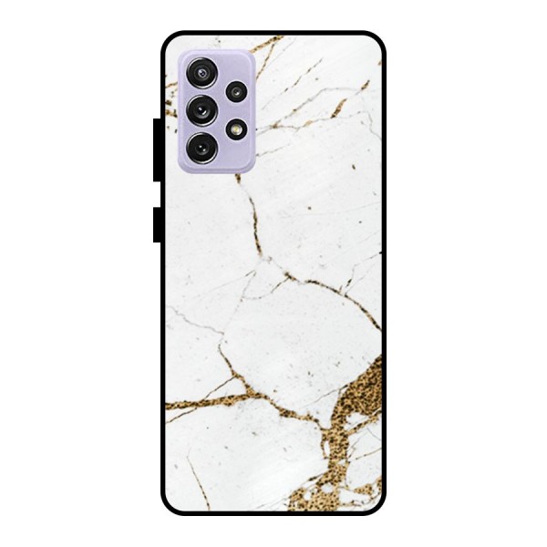 White and Gold Design Metal Back Case for Galaxy A72
