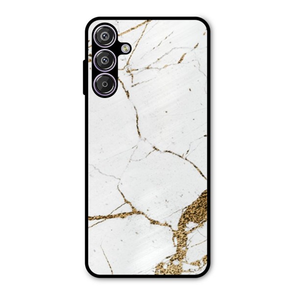 White and Gold Design Metal Back Case for Galaxy F15