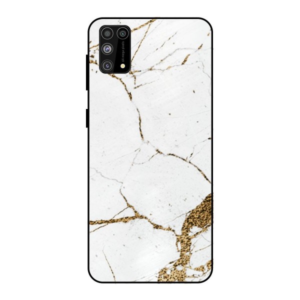 White and Gold Design Metal Back Case for Galaxy F41