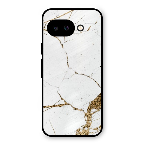 White and Gold Design Metal Back Case for Google Pixel 9a